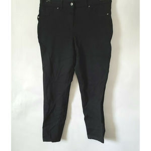 Maison Jules Womens Cropped Ankle Pants Black Size L Slim Leg Stretch